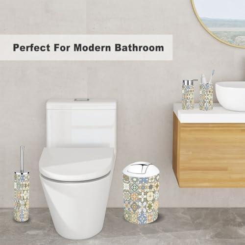 6 Piece Bathroom Accessory Set with Trash Can and Soap Dispenser