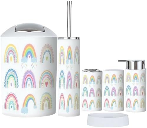 6 Piece Boho Rainbow Bathroom Decor Set