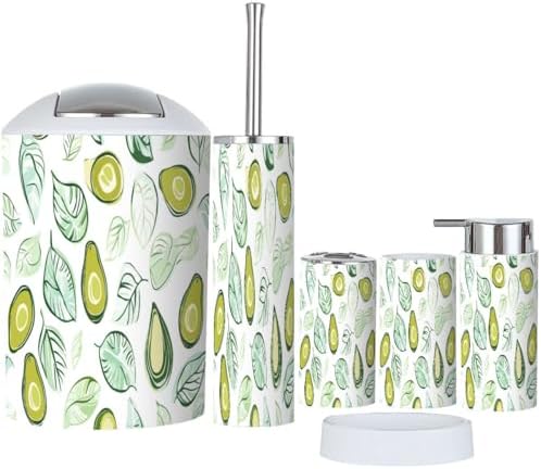 Boho Bathroom Accessory Set 6 Piece White Plastic