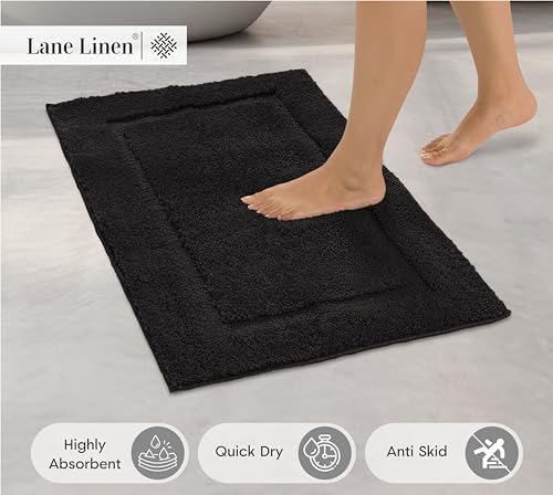 LANE LINEN 20 x 32 Non Slip Bath Mat - Black