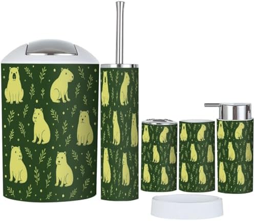 Boho Capybara Bathroom Accessory Set 6 Piece 1
