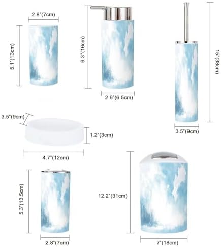 Boho Blue Sky Clouds Bathroom Accessory Set 6 Piece 1