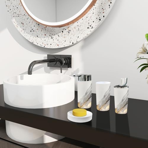 Boho Black Gold Bathroom Accessory Set 6 Piece