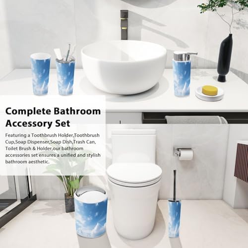 Boho White Bathroom Accessories Set 6 Piece