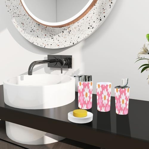 Boho Daisy Flower Bathroom Accessories 6-Piece Set