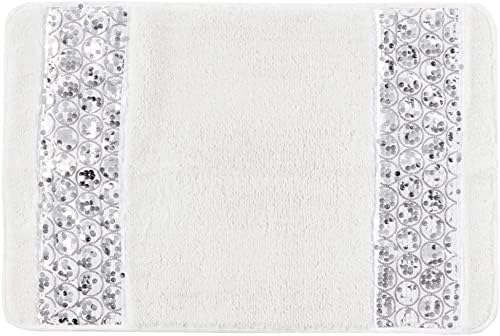 Popular Bath Sinatra Modern Bath Rug White Bling Mosaic