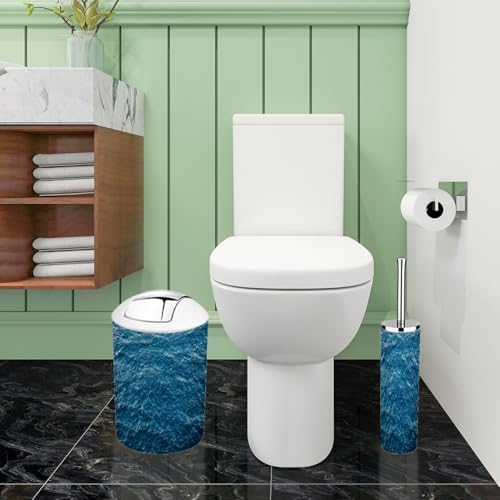 Boho Blue Sea Water Bathroom Accessory Set 6 Piece 1