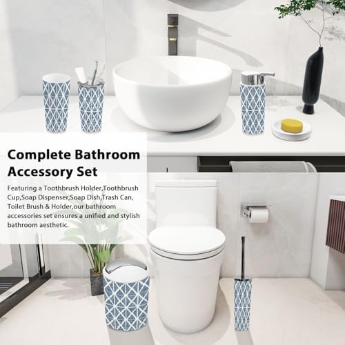 Boho 6-Piece Bathroom Accessory Set with Trash Can and Toothbrush Holder