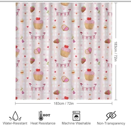 Kuizee 4 Piece Shower Curtain Set with Rugs Soft Pink Bathroom Accessories