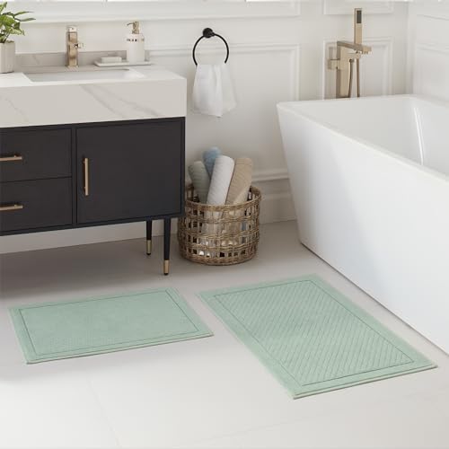 Arkwright 2 Piece Cotton Bath Rug Set - Green 17x24 20x32 in