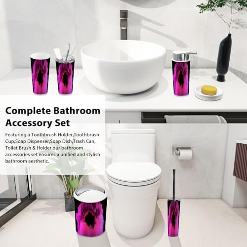 Boho Glowing Tunnel Neon Bathroom Accessories Set 6 Piece