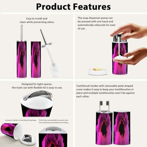 Boho Glowing Tunnel Neon Bathroom Accessories Set 6 Piece