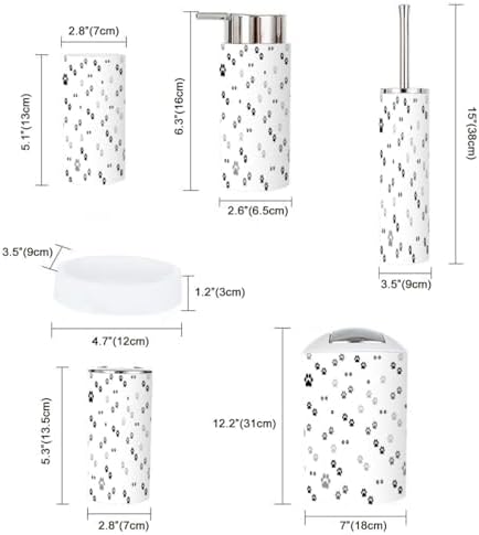 6 Piece Paw Print Bathroom Accessory Set 1