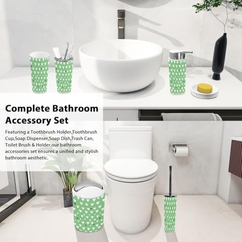 Boho White Heart Bathroom Accessory Set 6 Piece 1