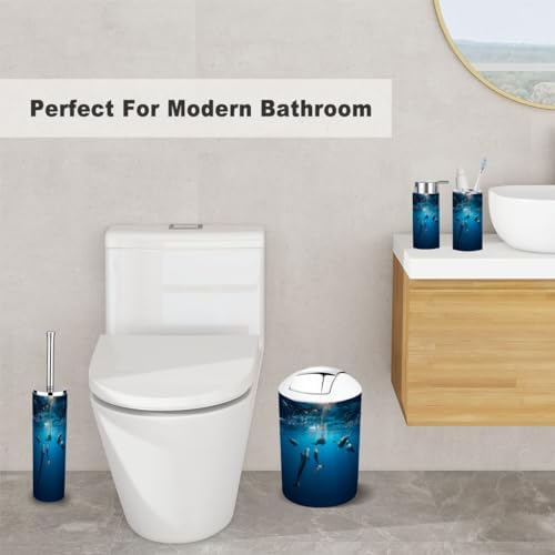 Underwater Blue Ocean Spinner Dolphins Bathroom Set 6 Piece