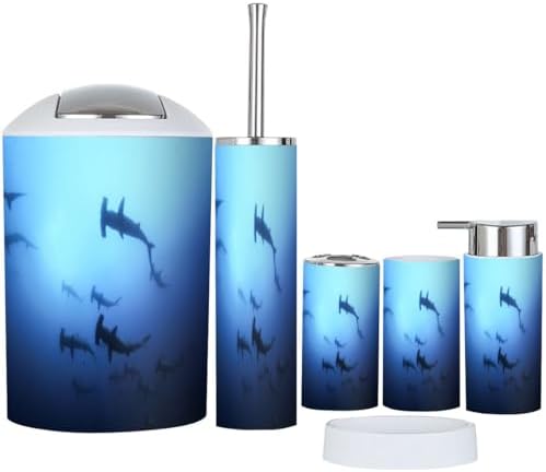 6 Piece Bathroom Accessory Set with Shark Design 1