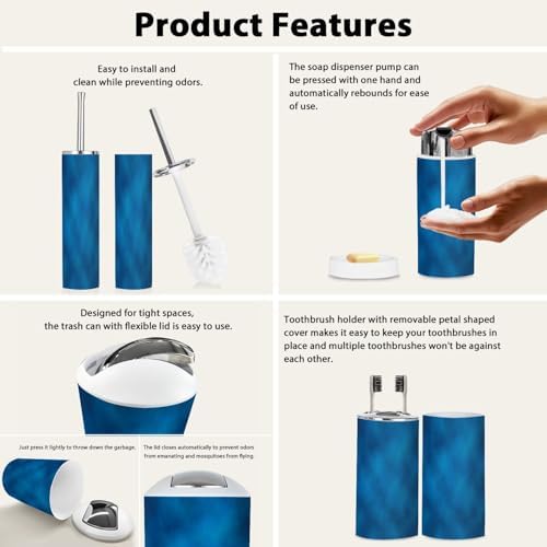 Boho Soft Blue Bathroom Accessory Set 6 Piece 1