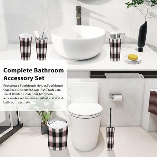Boho Pattern Gray Cream Maroon Trash Can Set 6 Piece