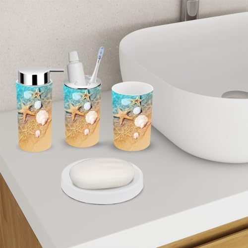6 Piece Bathroom Accessory Set with Starfish Design