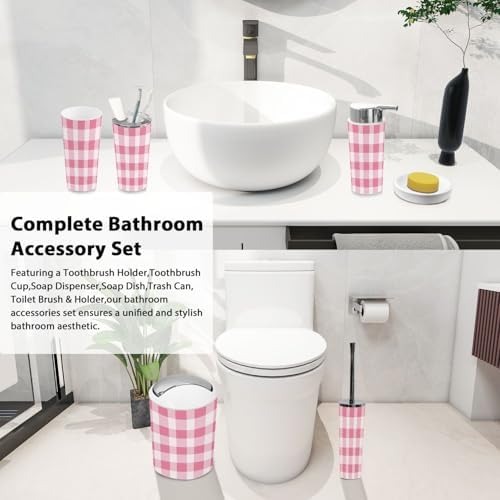 Boho Plaid Bathroom Accessory Set 6 Piece