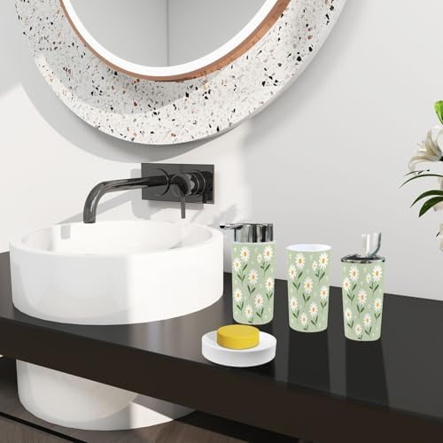 Bathroom Accessory Set 6 Piece Boho Daisy Flower Design