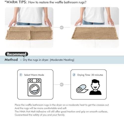 MIULLEE Waffle Bath Mats Set of 2 Extra Soft Non Slip