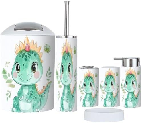 Boho Dinosaur Bathroom Accessory Set 6 Piece