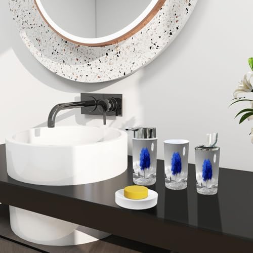 Boho Bathroom Accessory Set 6 Piece Black White