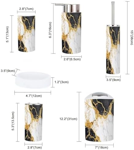 Boho Abstract Marble Bathroom Accessories Set 6 Piece