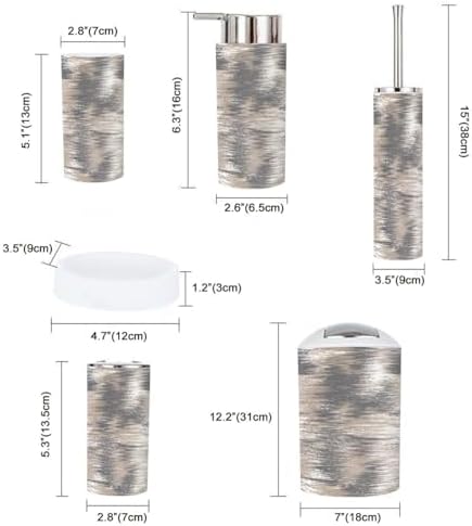 6-Piece Bathroom Accessory Set in Washed Grey Beige White