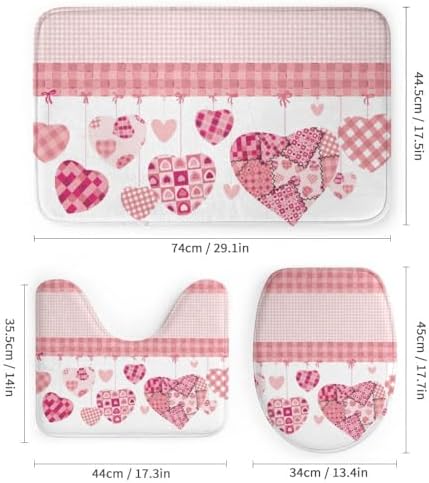 Kuizee Valentines Day 4-Piece Shower Curtain Set