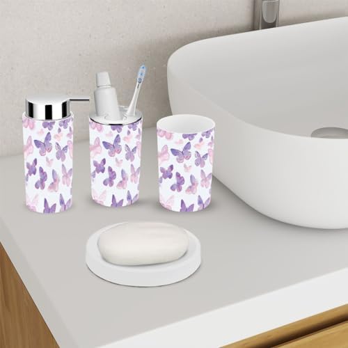 6 Piece Pastel Pink Bathroom Accessories Set