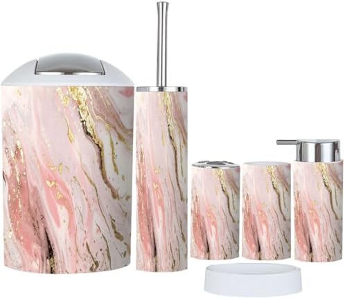 Boho Liquid Marble Gold Glitter Bathroom Accessories Set