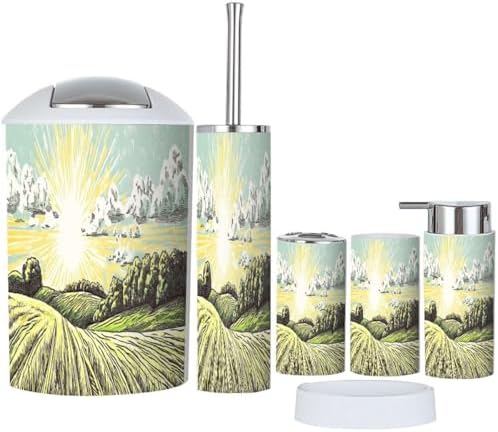 TRANQDEHOM Bathroom 6 Piece Boho Trash Can Set