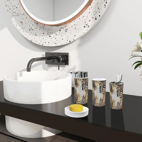 Boho Abstract Tropical Art Bathroom Accessory Set 6 Piece