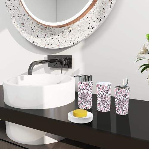 Boho Pink Bathroom Accessory Set of 6 Pieces