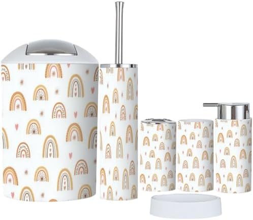 Boho Rainbow Bathroom Accessory Set 6 Piece 1