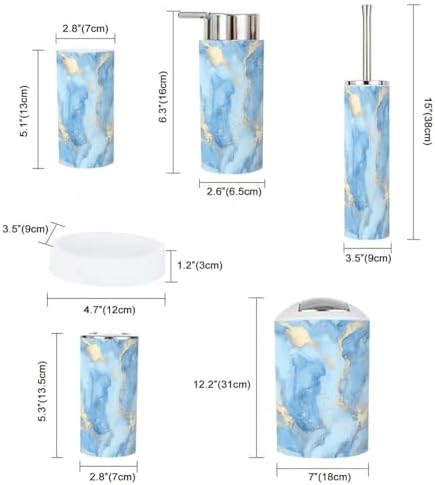 Boho Gold Ink Marble Bathroom Accessory Set 6 Piece