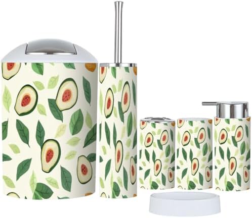 6-Piece Boho Avocado Bathroom Accessory Set