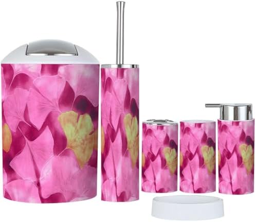 Boho Ginkgo Biloba Bathroom Accessory Set 6 Piece