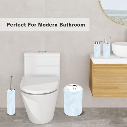6 Piece Bathroom Accessory Set - Baby Blue Sky Clouds Design