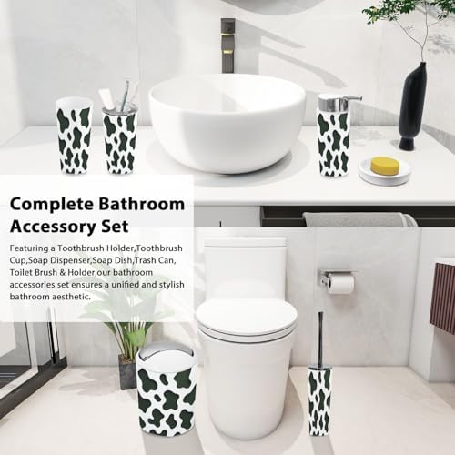 Boho Bathroom Accessory Set of 6 - Black White
