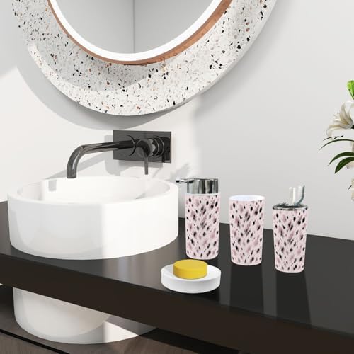Boho Bathroom Accessory Set 6 Piece Natural Print