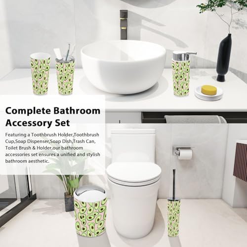 Boho Avocado Bathroom Accessories Set 6 Piece