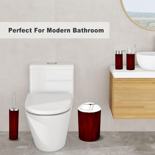 6 Piece Bathroom Accessory Set Marbled Red Black Lava Fire