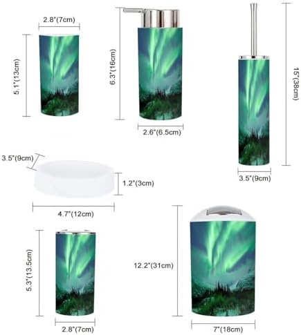 Boho Green Bathroom Accessory Set 6 Piece
