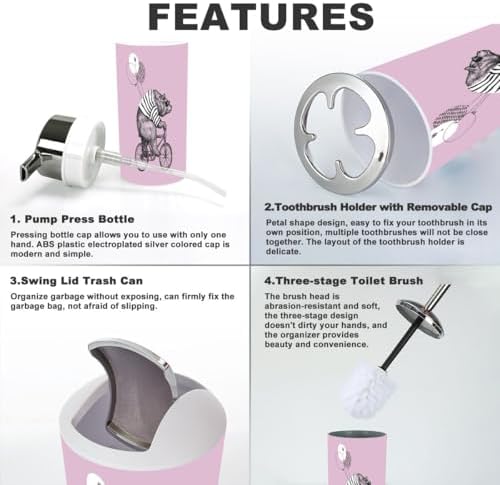 6 Piece Cute Bear Bathroom Accessory Set 1