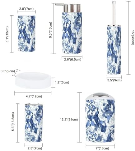 6 Piece Chinoiserie Style Bathroom Accessories Set 1