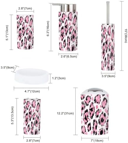 Boho Abstract Leopard Bathroom Accessory Set 6 Piece