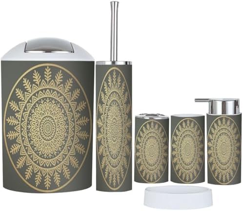 Boho Mandala Decorative Bathroom Accessory Set 6 Piece